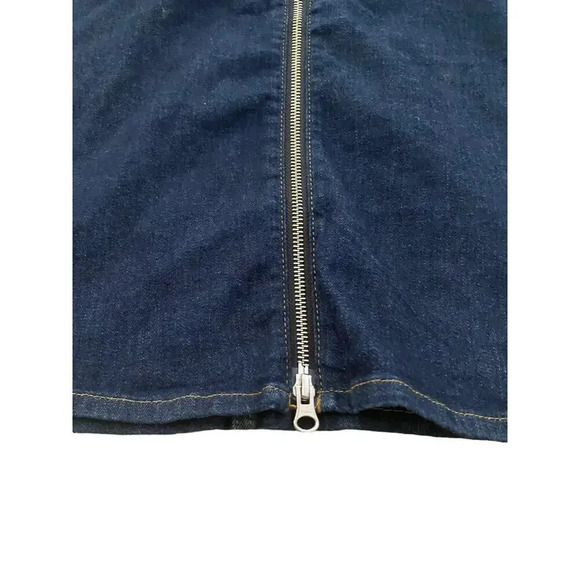 H&M & Denim Blue Knee Length Zipper Straight Stretch Front Jean Skirt Size 4 - Picture 6 of 8